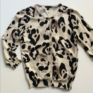 Ann Taylor Animal Print 3/4 Sleeve Cardigan